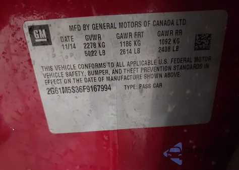 2015 Cadillac Xts Luxury z USA, uszkodzony, nr VIN 2G61M5S36F9167994